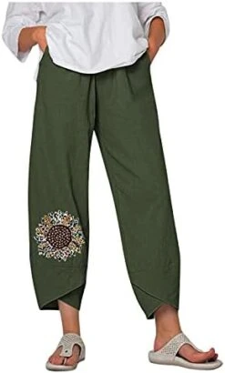 Kingspinner Capri Pants For Women Plus Size Capri Baggy Pants Casual Linen Long Pants Women Palazzo Lounge Pants -Peugeot Shop 31abJMgZCoS. AC