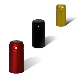 PVC Heat Shrink Capsules - 100 Count I Variety Mix: 40 Matte Black, 40 Burgundy Red, 20 Classic Gold Color