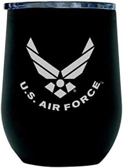 Air Force Steel Stemless Wine Glass Tumbler, 12 Oz Double Wall Vacuum Insulated Whiskey Tumbler With USAF Logo And Lid -Peugeot Shop 31bCxiThkL. AC
