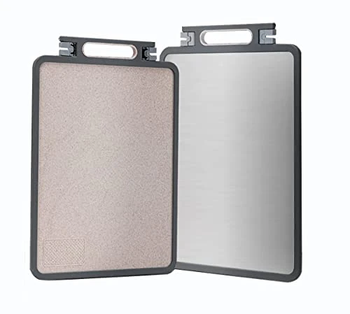 Double Sided Cutting Board,Stainless Steel Cutting Board For Kitchen,Large Size 17.8" X 12.2",Cutting Board For Meat,Cutting Board With Knife Sharpener 1 Double Sided Cutting Board,Stainless Steel Cutting Board For Kitchen,Large Size 17.8" X 12.2",Cutting Board For Meat,Cutting Board With Knife Sharpener