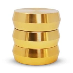 Herb Grinder - Spice Grinder - Spice Mill - 3-Piece Metal Grinder With Sharp Teeth, Magnetic Lid - Easy To Use Manual Herbal Grinder - Decorative Dry Herb Grinders – Gold