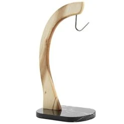 Everous Banana Hanger Marble Base,Modern Banana Holder Tree Stand With Hook For Home Or Bar (Black)