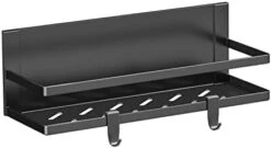 Alphyse Magnetic Spice Rack, 11.8 Inch Magnetic Shelf For Refrigerator, Strong Magnetic Fridge Organizer, Space Saving Magnetic Kitchen Organizer With 2 Removable Hooks (Black，2 Pack) -Peugeot Shop 31bxTKkQ0GL. AC