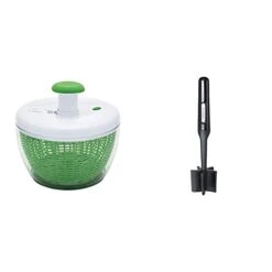 Easy To Use Pro Pump Spinner, Large 6.6 Quart, Green & Professional Heat Resistant Nylon, Masher & Smasher Meat, Ground Beef, Turkey & More, Hamburger Chopper Utensil, Pack Of 1, Black