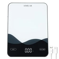 Chargeable Digital Kitchen Food Scale - AIMILAR LED Display 22lb Food Weight Scales For Baking Cooking USB C Rechargeable Ounces And Grams 1g/0.1oz