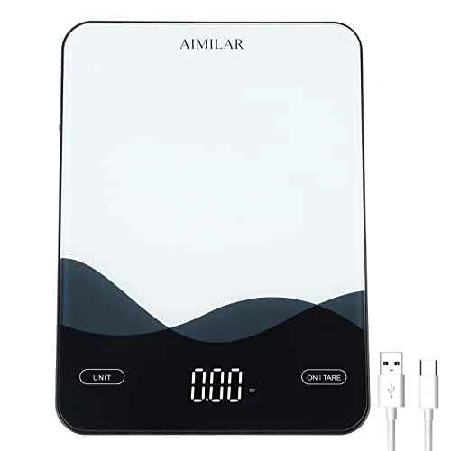 Chargeable Digital Kitchen Food Scale - AIMILAR LED Display 22lb Food Weight Scales For Baking Cooking USB C Rechargeable Ounces And Grams 1g/0.1oz 1 Chargeable Digital Kitchen Food Scale - AIMILAR LED Display 22lb Food Weight Scales For Baking Cooking USB C Rechargeable Ounces And Grams 1g/0.1oz