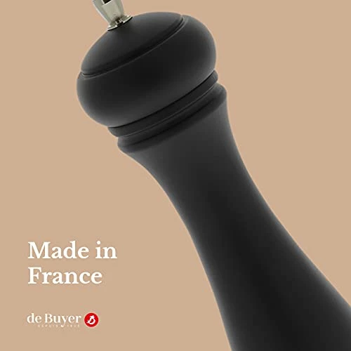 De Buyer JAVA Salt Mill, Matte Black - 8.25” - Stainless Steel & Beechwood - Includes Knob To Adjust Grind Size - Corrosion Resistant - Made In France 2 De Buyer JAVA Salt Mill, Matte Black - 8.25” - Stainless Steel & Beechwood - Includes Knob To Adjust Grind Size - Corrosion Resistant - Made In France - Image 2