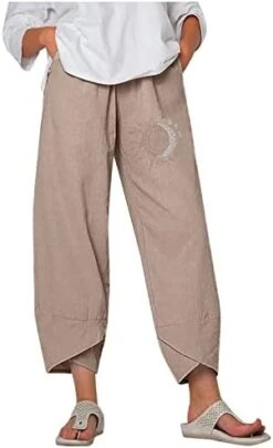 Kingspinner Capri Pants For Women Plus Size Capri Baggy Pants Casual Linen Long Pants Women Palazzo Lounge Pants -Peugeot Shop 31cO0c0ZZ2L. AC