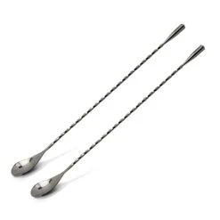 He Art Of Craft Bar Spoon: 12.5” Stainless Steel Cocktail Mixing Spoon, Long Handle Spiral Design With Weighted Teardrop End (Set Of 2)