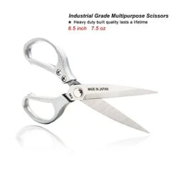[Made In Japan] Kitchen Scissors All Purpose, Effortless Cutting, Quality Japanese Ergonomic Handle Heavy Duty Poultry Shears For Herbs, Chicken, Food, Garden, Office, Crafting, Leather, Fabric
