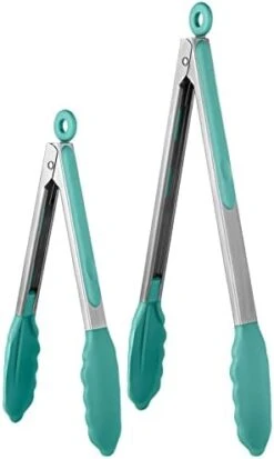 600℉ Heat Resistant Kitchen Tongs: U-Taste 16 In Extra Long Large Silicone Cooking Tong With Sturdy Non Stick Rubber Tips & Non Slip Silicon Coated 18/8 Stainless Steel Handle For Grill BBQ (Aqua Sky) -Peugeot Shop 31dWyqd8GML. AC