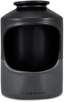 Cole & Mason H822135 Elmdon Black/Grey Garlic Keeper | Kitchen Organisation, Storage Pot For Fresh Garlic | Ceramic/Acacia/Silicone | (H)120 Mm X (D)110 Mm | 2 Year Guarantee -Peugeot Shop 31ddtvWKu L. AC 1