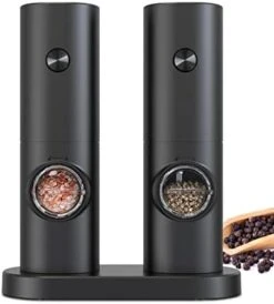 Electric Pepper And Salt Grinder Set, Battery Powered Adjustable 5 Levels Of Coarseness Black Pepper Grinder Mill With Stand, Automatic Grinding With LED Light For BBQ Resturant Kitchen -Peugeot Shop 31dzTyEQ L. AC