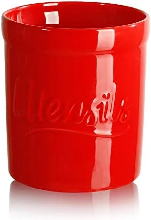 Sweese 811.104 Kitchen Utensil Holder, 7″ Large Porcelain Stable Utensil Caddy With Countertop Counter Utensil Organizer, Cooking Utensil Organizer Caddy For Farmhouse Kitchen Décor, Red 7 Sweese 811.104 Kitchen Utensil Holder, 7″ Large Porcelain Stable Utensil Caddy With Countertop Counter Utensil Organizer, Cooking Utensil Organizer Caddy For Farmhouse Kitchen Décor, Red - Image 7