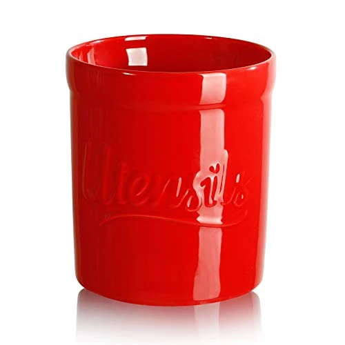 Sweese 811.104 Kitchen Utensil Holder, 7″ Large Porcelain Stable Utensil Caddy With Countertop Counter Utensil Organizer, Cooking Utensil Organizer Caddy For Farmhouse Kitchen Décor, Red 1 Sweese 811.104 Kitchen Utensil Holder, 7″ Large Porcelain Stable Utensil Caddy With Countertop Counter Utensil Organizer, Cooking Utensil Organizer Caddy For Farmhouse Kitchen Décor, Red