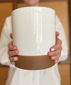 Ora Ceramic Kitchen Utensil Holder - Wooden Spoon & Spatula Crock For Countertop, Modern Farmhouse Home Decor, Extra Large 7.3" Cooking Organizer For Stove Top And Counter - Heavy & Sturdy - Vanilla -Peugeot Shop 31e9Q6KldaS