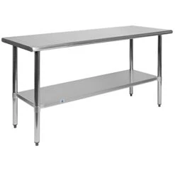 Stainless Steel 18 Gauge Prep And Work Table With Undershelf - NSF Certified - 60"W X 24"D X 34.5"H