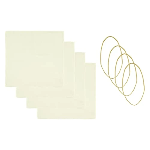 Kombucha Jar Cloth Covers (4-Pack); Unbleached Muslin Cloth Covers With Rubber Bands, Custom Size For Kombucha Jars 1 Kombucha Jar Cloth Covers (4-Pack); Unbleached Muslin Cloth Covers With Rubber Bands, Custom Size For Kombucha Jars