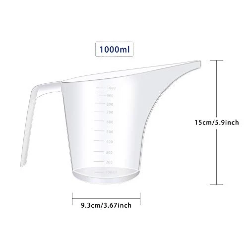 Ireboomoon 4 Pack Plastic Funnel Pitcher,Large Capacity Long Spout Measuring Cup For Bakeware Molds,Pancake,Batter,Muffin,Cakes,Soap Making(4 Cups/32 Ounces/1000 Ml) 2 Ireboomoon 4 Pack Plastic Funnel Pitcher,Large Capacity Long Spout Measuring Cup For Bakeware Molds,Pancake,Batter,Muffin,Cakes,Soap Making(4 Cups/32 Ounces/1000 Ml) - Image 2