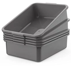5-Pack Commercial Bus Tubs Box/Tote Box, Plastic Storage With Handles, Wash Basin Tub 8 Liter (Gray)
