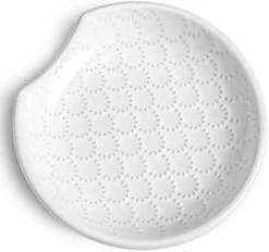 Spoon Rest For Stove Top, Ceramic Spoon Holder For Counter, Embossment Housewarming Gift, Kitchen Decor Utensil Rest - 4.8 Inch, Set Of 4, White -Peugeot Shop 31gRe1ygGdL. AC