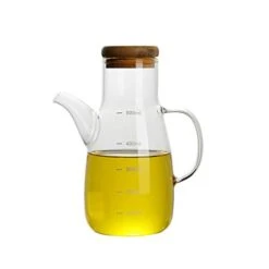 Olive Oil Dispenser Bottle, Glass Olive Oil Bottle Leakproof, Kitchen True No Drip Oil And Vinegar Cruet Container With Non-Slip Handle (500ml)