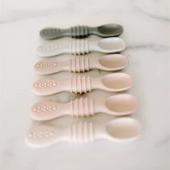 Licone Baby Spoons - Self Feeding, 6 Months, First Stage Infant Spoons For Babies & Toddlers - Set Of 6 BPA Free, Dishwasher, Microwave Safe Food Utensils - Neutral -Peugeot Shop 31gYKHInbIL