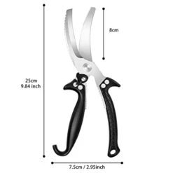 Poultry Shears, Multi-Purpose Kitchen Scissors, Heavy Duty Kitchen Shears With Unique Curve Blade, No Rust Cooking Knives For Turkey Poultry Chicken Meat Bone Nuts Cardboard (Black) -Peugeot Shop 31ggAbWei4L