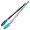 600℉ Heat Resistant Kitchen Tongs: U-Taste 16 In Extra Long Large Silicone Cooking Tong With Sturdy Non Stick Rubber Tips & Non Slip Silicon Coated 18/8 Stainless Steel Handle For Grill BBQ (Aqua Sky)