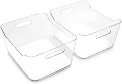 | Plastic Organizer Bins, Large - 2 Pack, Clear | The SOHO Collection | Multi-Use Organizer Bins | Pantry Organizer & Freezer Organizer | Plastic Storage Container | Bins For Home & Kitchen Org -Peugeot Shop 31hNKEq5QDL. AC
