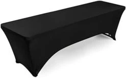 - 4' Fitted Stretch Tablecloth For 48" X 24" Rectangular Table - Wedding/Banquet/Trade Show - Spandex Cloth Fabric Cover - Black -Peugeot Shop 31hf9rUwfBL. AC