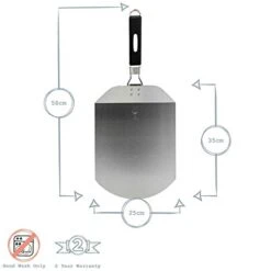 Stainless Steel Folding Pizza Peel With Rubber Handle - Traditional Classic Style, Pizza Paddle, Shovel Tool - 25cm - Silver -Peugeot Shop 31hq5ErK75L