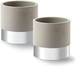 Gold Toothbrush Holder, Pen Jar, Makeup Brush Canister, Planter, Mini Utensil Holder | 2 Pack Concrete & Gold Color Metal By ROOM STARTERS -Peugeot Shop 31iURqUwsIL. AC