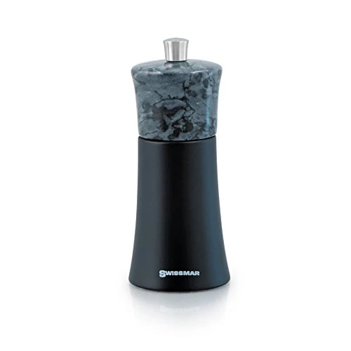 Torre Black Matte Wood Salt Mill With Granite Top 15cm/6", 1 Torre Black Matte Wood Salt Mill With Granite Top 15cm/6",