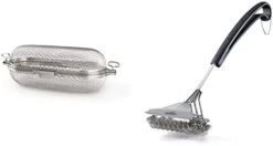 Napoleon 64000 Rotisserie Basket Grill Accessory, Stainless Steel & Barbecue Grill Accessory 62059 - Bristle-Free Triple-Row Grill Brush With Rolled Stainless Steel - BBQ Grill Maintenance Accessory -Peugeot Shop 31in8yMRFLL. AC