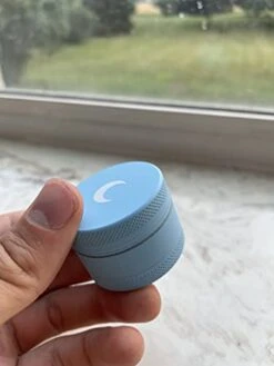 1.5 Inch Blue With White Moon Kitchen Crusher - 3 Piece Small Metal Matte Crusher