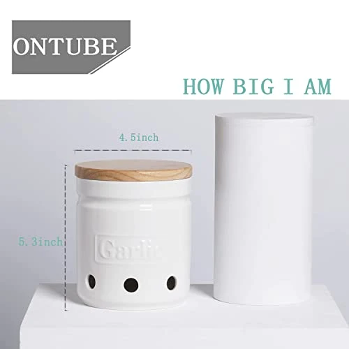 Porcelain Garlic Keeper With Lid, Ceramic Garlic Saver 4.3-Inch (White) 1 Porcelain Garlic Keeper With Lid, Ceramic Garlic Saver 4.3-Inch (White)