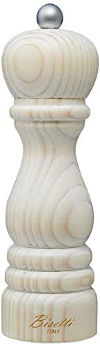 Vintage 7.5 Inch / 19 Cm White Fir Wood Salt Mill With Adjustable Grinder