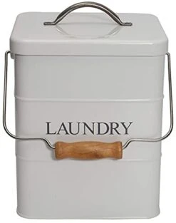 Laundry Detergent Container Powder Soap Containers With Lid And Scoop Included, Perfect Sturdy Canister Tins For Kitchen Countertop, Shelf, Great Gift - White