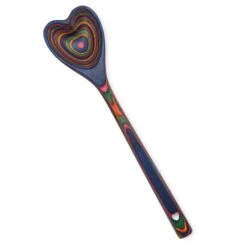 Eart Shaped Rainbow Pakkawood Wooden Spoon β Country Kitchen Vintage Wood Utensil - Colorful Handcrafted Pakka Cooking Serving Mixing Spoon - Unique Gift Idea