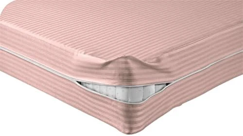 Luxurious Mattress Cover 1000 Thread Counts 100% Egyptian, 28" Inch Deep Pocket Olympic Queen Size, Stripe Sand Zipper Around The Mattress 5 Luxurious Mattress Cover 1000 Thread Counts 100% Egyptian, 28" Inch Deep Pocket Olympic Queen Size, Stripe Sand Zipper Around The Mattress - Image 5