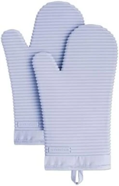 KitchenAid Ribbed Soft Silicone Oven Mitt Set, 7"x13", Milkshake 2 Count -Peugeot Shop 31klxMXKFL. AC