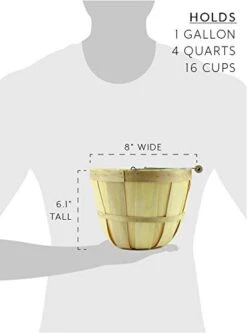 Round Wooden Baskets (2-Pack, Natural); Wood Fruit Buckets With Handle, 4-Quart Capacity; 6.1 Inch Tall By 8 Inch Diameter -Peugeot Shop 31kyJoNkkeL