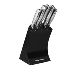 Morphy Richards Accents Knife Block, Satin, Stainless Steel Finish, 5 Piece, Std, Translucent Black