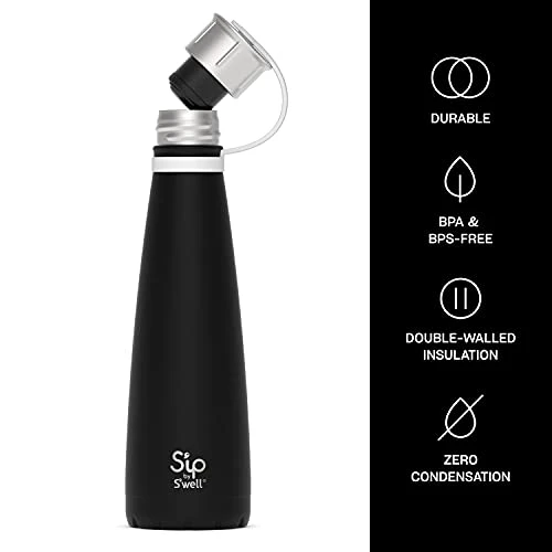 Ip By S'well Stainless Steel Water Bottle - 15 Oz - Black Chalk - Double-Walled Vacuum-Insulated Keeps Drinks Cold For 24 Hours And Hot For 10 - With No Condensation - BPA-Free 3 Ip By S'well Stainless Steel Water Bottle - 15 Oz - Black Chalk - Double-Walled Vacuum-Insulated Keeps Drinks Cold For 24 Hours And Hot For 10 - With No Condensation - BPA-Free - Image 3