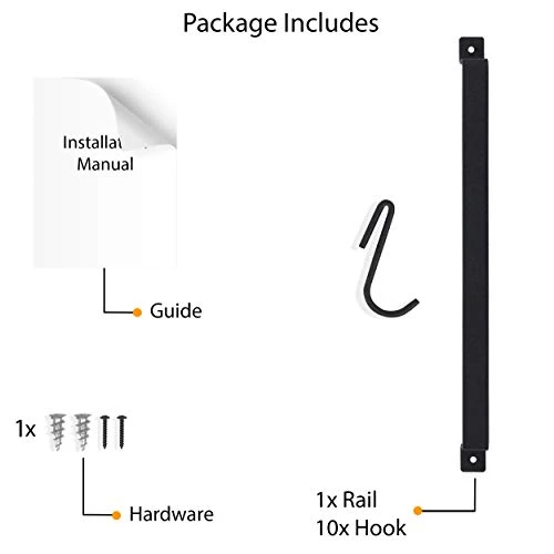 Wallniture Gourmet Kitchen Rail With 10 Hooks, Wall Mounted Wrought Iron Hanging Utensil Holder Rack With Black 17 Inch 6 Wallniture Gourmet Kitchen Rail With 10 Hooks, Wall Mounted Wrought Iron Hanging Utensil Holder Rack With Black 17 Inch - Image 6