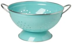 Metal Colander, 3-Quart, Turquoise -