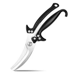 Poultry Shears, Multi-Purpose Kitchen Scissors, Heavy Duty Kitchen Shears With Unique Curve Blade, No Rust Cooking Knives For Turkey Poultry Chicken Meat Bone Nuts Cardboard (Black)