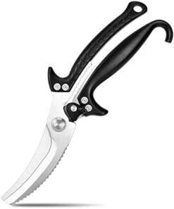 Poultry Shears, Multi-Purpose Kitchen Scissors, Heavy Duty Kitchen Shears With Unique Curve Blade, No Rust Cooking Knives For Turkey Poultry Chicken Meat Bone Nuts Cardboard (Black) -Peugeot Shop 31lbiQLfg6L. AC
