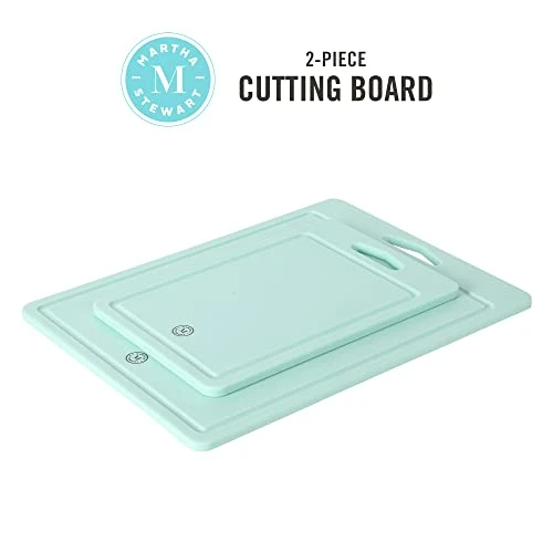 Artha Stewart BPA Free Plastic Cutting Board 2pc Set (16" X 12" And 12" X 8") - Martha Blue - Dishwasher Safe 2 Artha Stewart BPA Free Plastic Cutting Board 2pc Set (16" X 12" And 12" X 8") - Martha Blue - Dishwasher Safe - Image 2